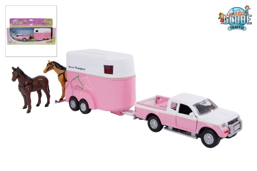 Kids Globe Mitsubishi mit Pferdeanhänger Pink
